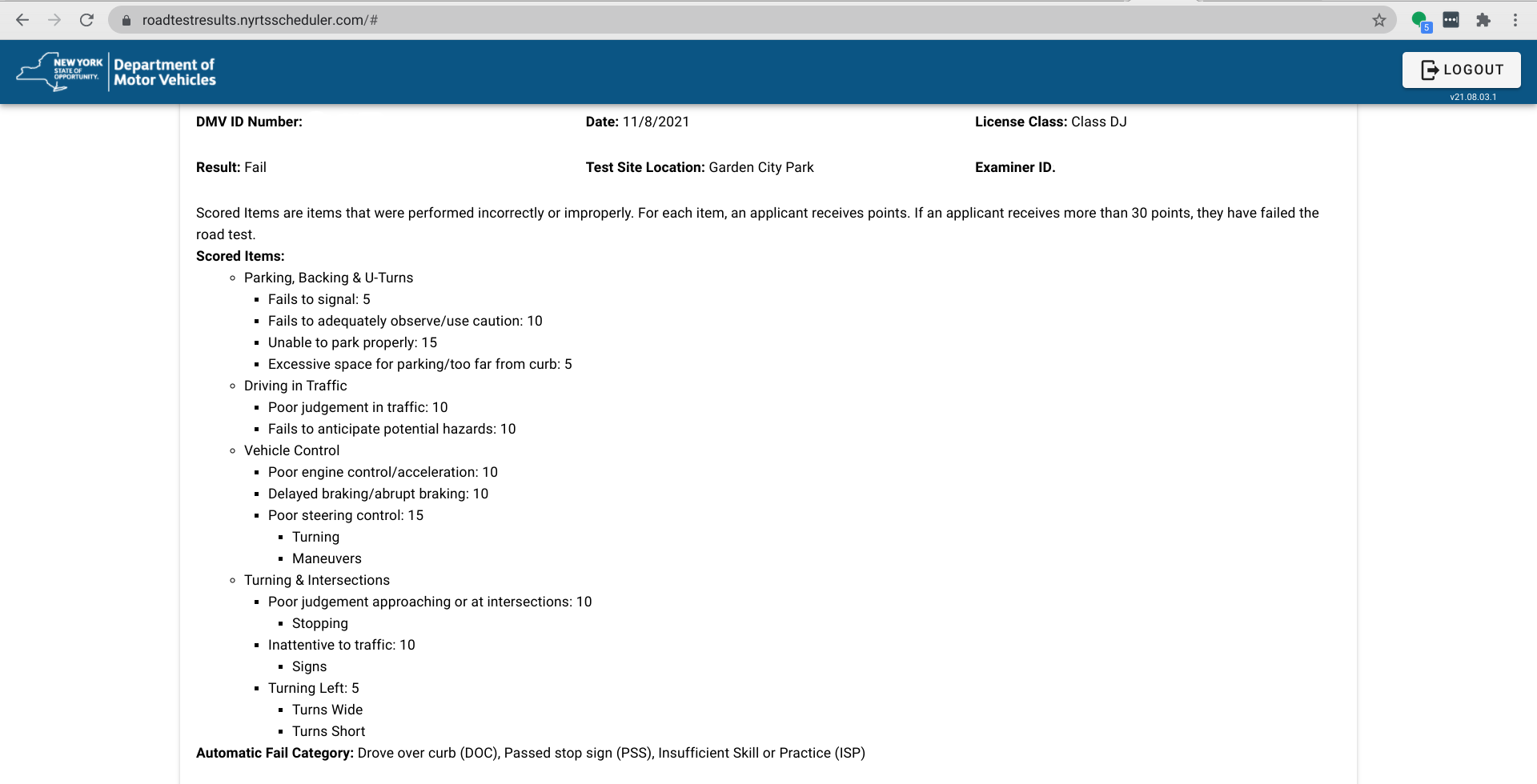 DMV results